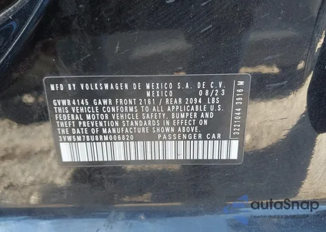 2024 Volkswagen Jetta 1.5T S из США, поврежденный, VIN 3VW5M7BU8RM006820